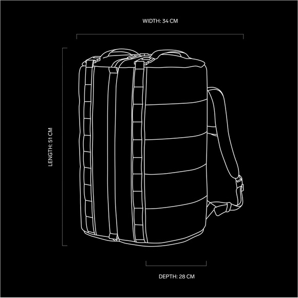 Db Journey Hytta Split Duffel Bag Backpack 50L - "DB" Carry-On Bag - Black Out - Picture 6 of 16